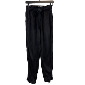 Bella Dahl XS Black High Waist Cupro Rayon Tapered Ankle Pants 27”